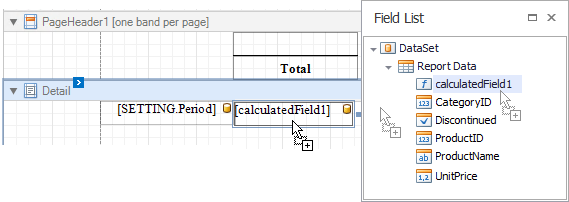 Adding the calculated field to the required band