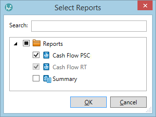 Select Reports window