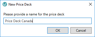 New Price Deck window