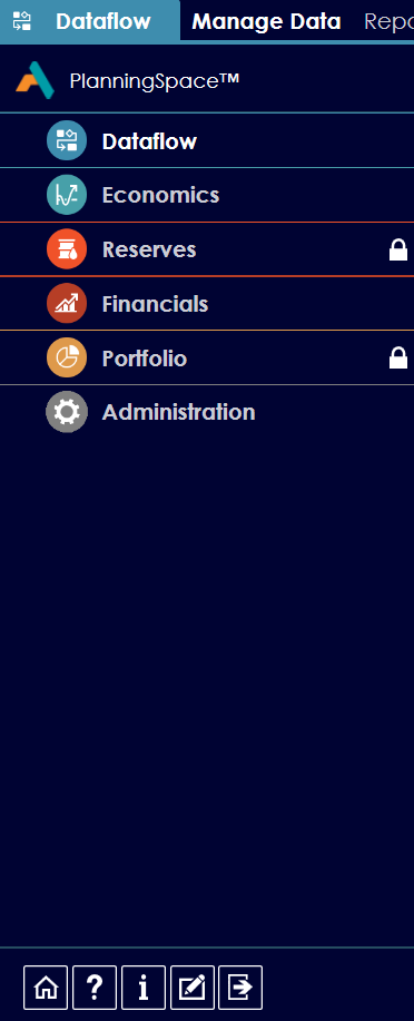 PlanningSpace navigation menu