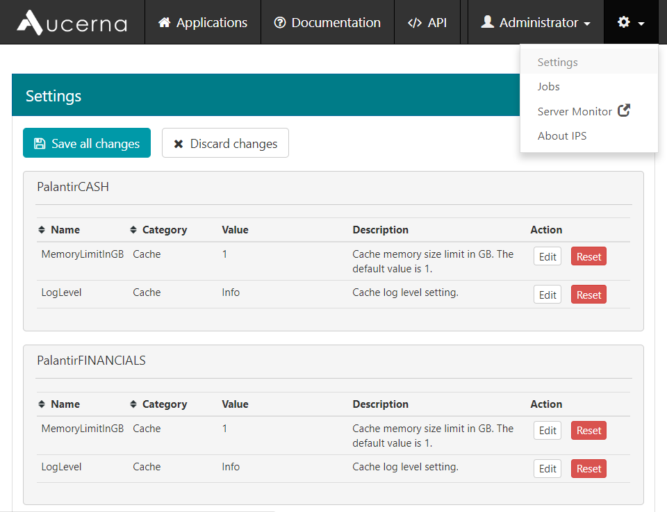 Tenant Settings page