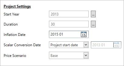 The Project Settings panel