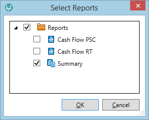 The Select Reports window