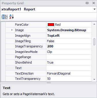 Adding a picture watermark using the Property Grid