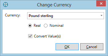 The Currency Settings dialogue