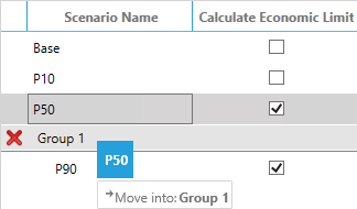 Drag and drop in the Scenario Consolidation Settings table