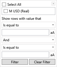 Filtering options