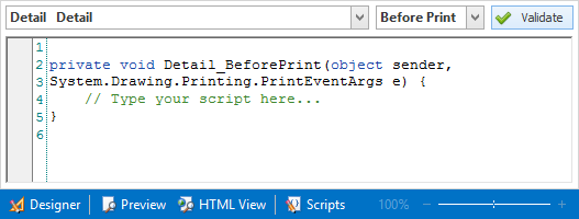 Scripts tab