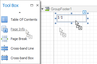 Drop the page info control onto the Group Footer