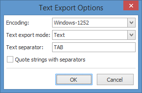 TXT-specific export options