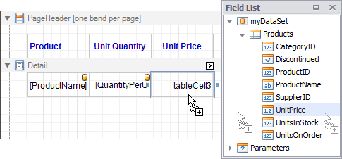 Binding cells to data fields