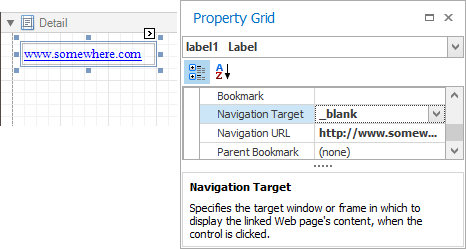 Specifying the Navigation Target property