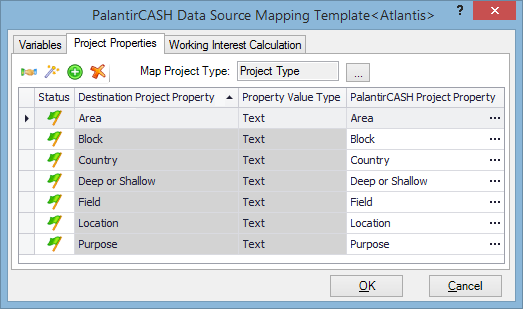 CASH Mapping Template window