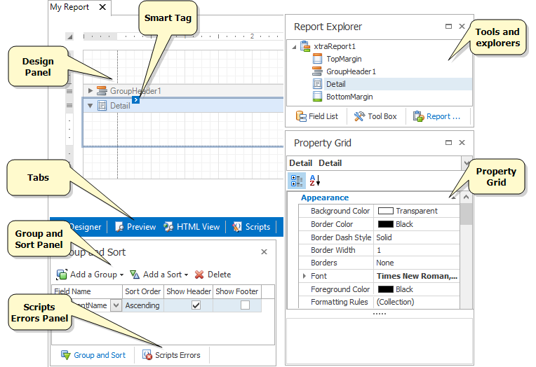 Report Designer UI