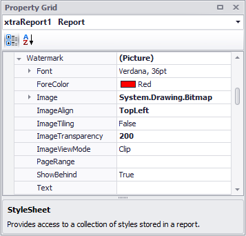 Adding a watermark from the Property Grid