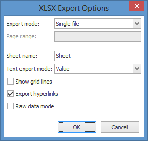 XLSX-specific export options