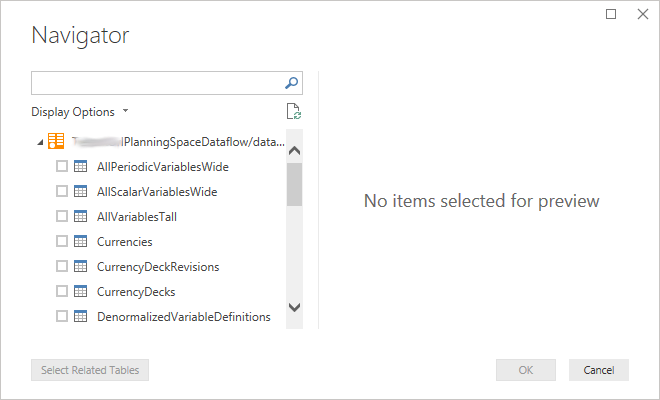 PowerBI-ODataFeed-navigator-initial-view