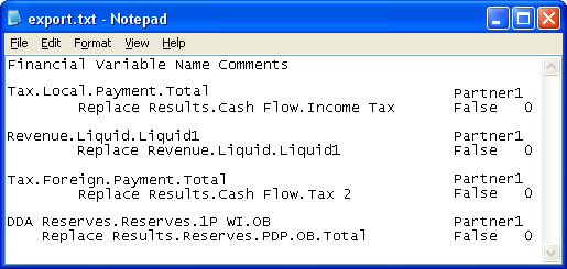 Exported mapping template in Notepad