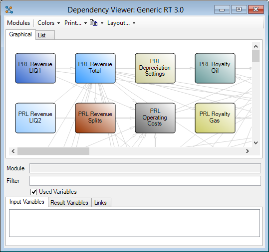 The Graphical tab in the Dependency Viewer