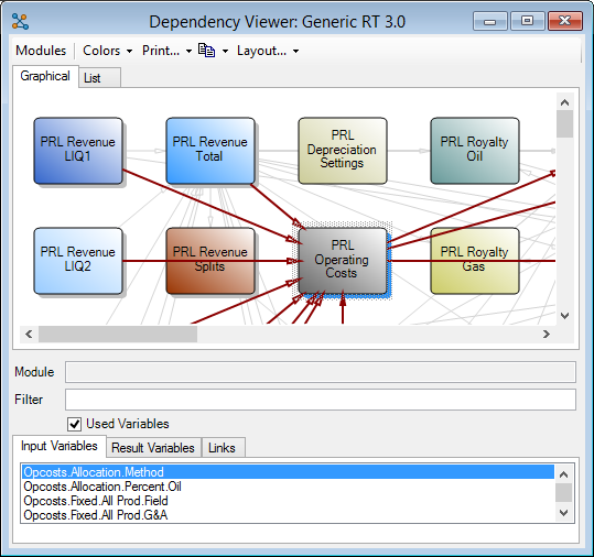 A selected Regime variable, with Input Variables displayed