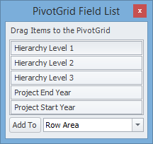 The Pivot Grid Field List window