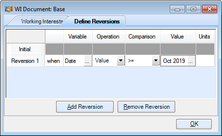 The Define Reversion window