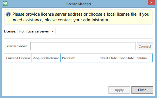 The License Manager window