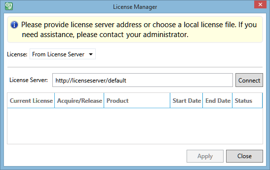 License server specified