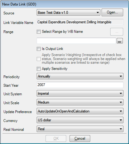 The New Data Link dialog