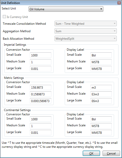 The Unit Definition window