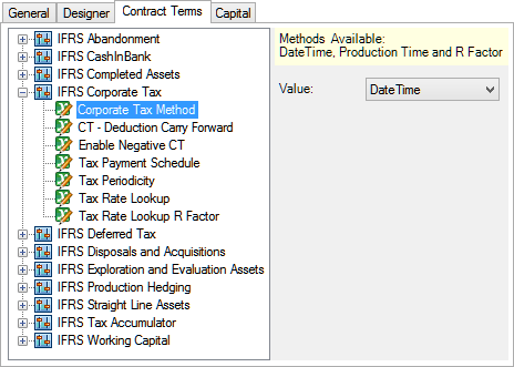 The Contract Terms tab