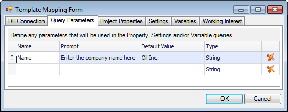 The Query Parameters tab