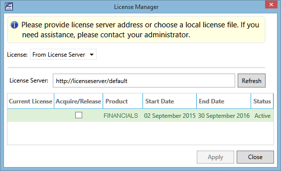 List of available licenses