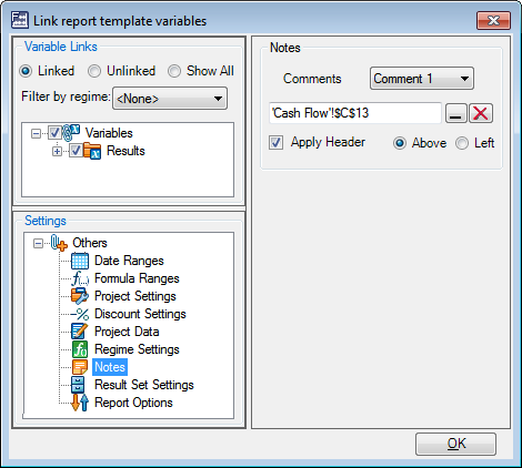 The Notes option