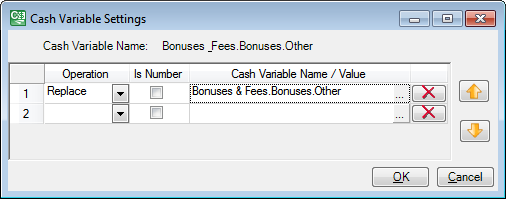 The Cash Variable Mappings window