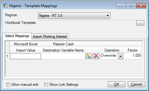 The empty Template Mapping window