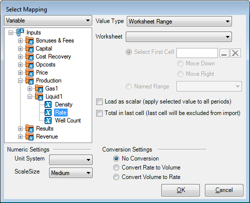 The Select Mapping window