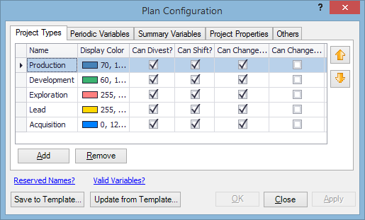 The Configuration window