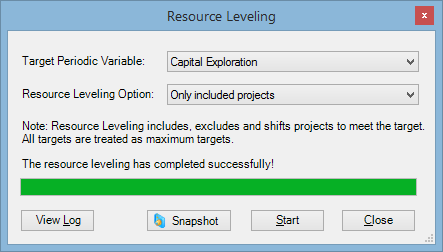 The Resource Leveling window