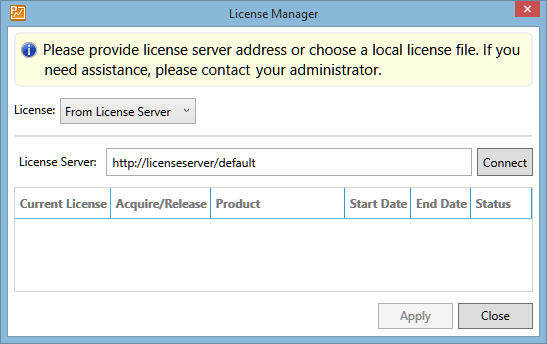 License server specified