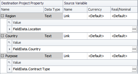 PLAN settings mapped to DATAFLOW variables