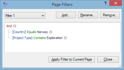 Filter Editor for visualization pages