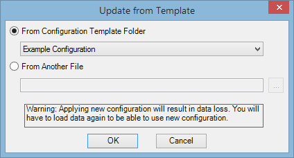 The Update From Template window