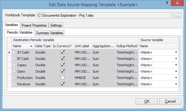 Excel mapping template