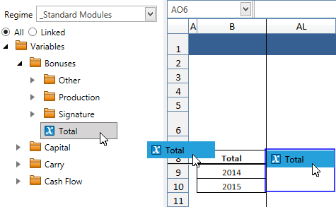 Drag and drop the variable onto the report