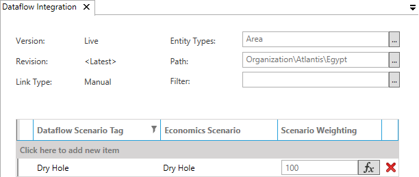 Dataflow Integration page