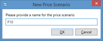 New Price Scenario window