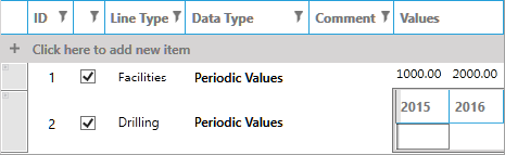 Line item values