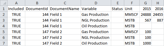 Data in Excel