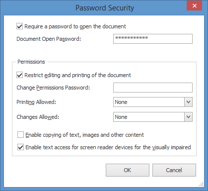 Password Security Options